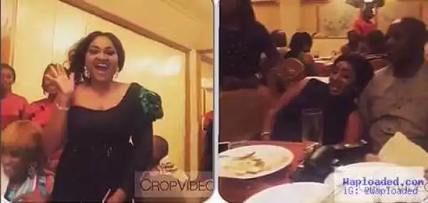 Photos: Actress Mide Martins Head On Mercy Aigbe’s Husband’s Arm, Fans Blast